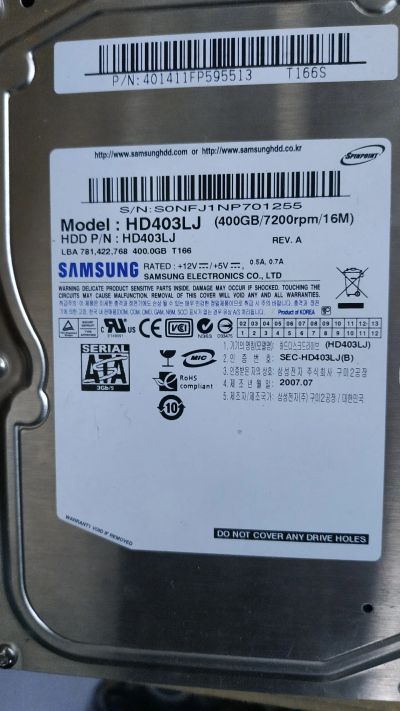 Лот: 14286860. Фото: 1. Жёсткий диск 400 Gb Гб samsung... Жёсткие диски (HDD)