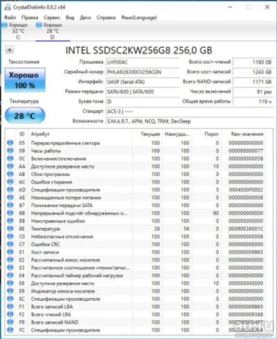 Лот: 17893878. Фото: 1. SSD диск Intel 256Gb. SSD-накопители