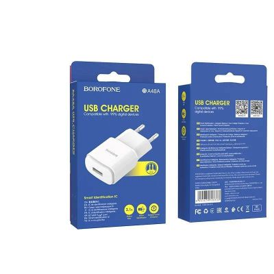 Лот: 22150009. Фото: 1. СЗУ BOROFONE BA-48A USB 2.1A White. Зарядные устройства, блоки питания, адаптеры сетевые для смартфонов