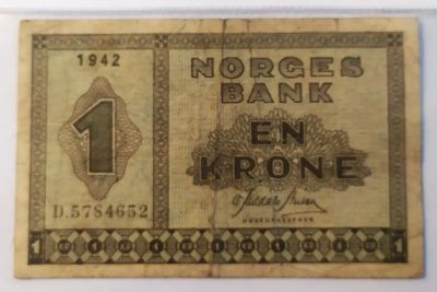 Лот: 20990669. Фото: 1. Норвегия 1 крона 1942 редкая. Европа
