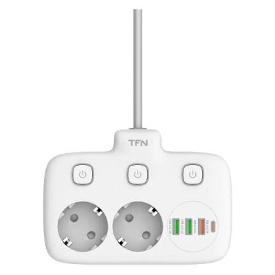 Лот: 24539916. Фото: 1. Сетевой фильтр TFN Power 2 (TFN-POWER2WH... Удлинители, тройники, сетевые фильтры