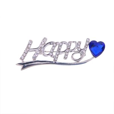 Лот: 4797305. Фото: 1. Брошь с синим кристаллом Happy. Броши