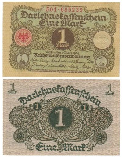Лот: 11076319. Фото: 1. 1 немецкая марка 1920г UNC. Германия и Австрия