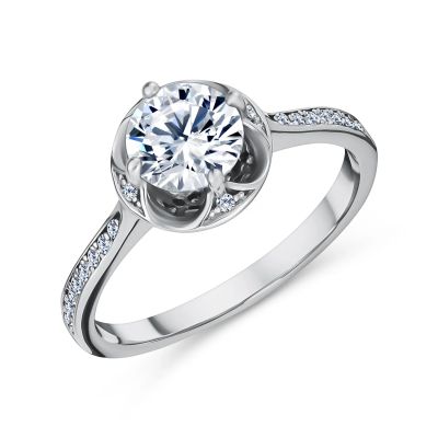 Лот: 23842853. Фото: 1. Серебряное кольцо с фианитами. Кольца, перстни