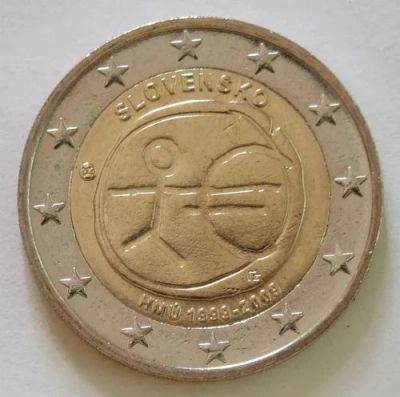 Лот: 4783835. Фото: 1. Словакия. 2 евро. 10 лет евро... Европа