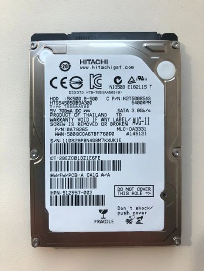 Лот: 23452753. Фото: 1. SATA-II 500Gb Hitachi Travelstar... Жёсткие диски (HDD)