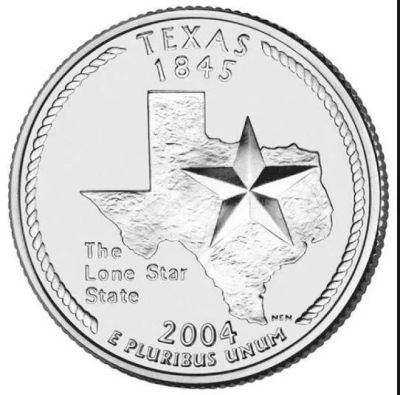 Лот: 7864440. Фото: 1. США.25 центов 2004 г. Texas (Техас... Америка