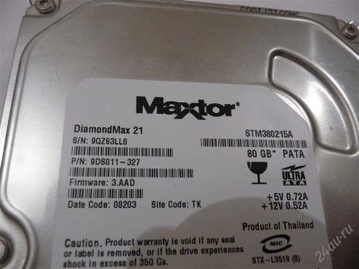 Лот: 2080496. Фото: 1. Жесткий диск (HDD) Maxtor 80Gb... Жёсткие диски (HDD)