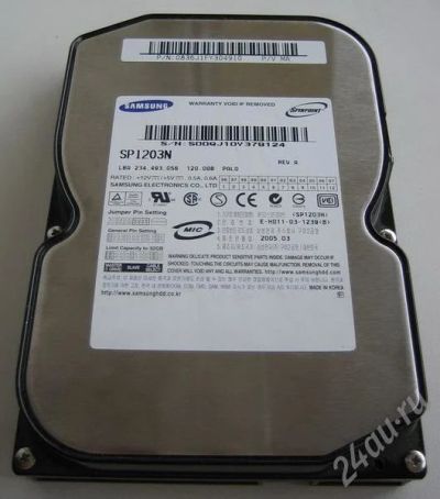 Лот: 588572. Фото: 1. HDD IDE Samsung SpinPoint SP1203N... Жёсткие диски (HDD)