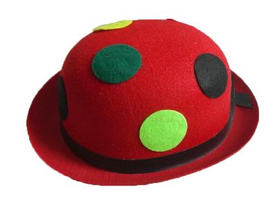 Лот: 6466468. Фото: 1. Шляпа "Котелок" красная в разноцветный... Карнавальные маски, шляпы, аксессуары
