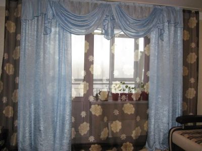 Лот: 3455108. Фото: 1. Комплект штор "Баттерфляй" (голубой... Шторы, тюль