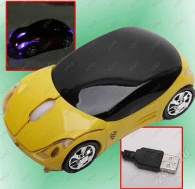Лот: 979177. Фото: 1. Желтая USB мышь авто. Клавиатуры и мыши
