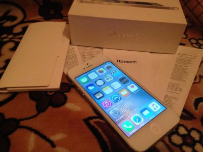 Лот: 6161510. Фото: 1. iPhone 5 16Gb White LTE (как новый... Смартфоны
