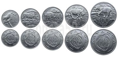 Лот: 21146714. Фото: 1. Катанга Конго Набор монет 1, 5... Африка