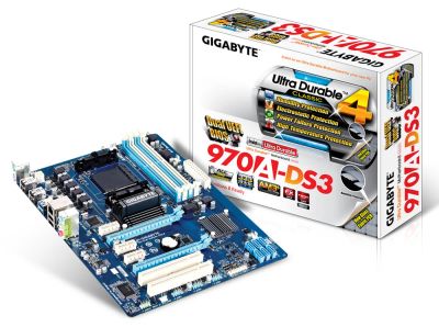 Лот: 10648889. Фото: 1. Материнская плата Gigabyte GA-970A-DS3... Материнские платы