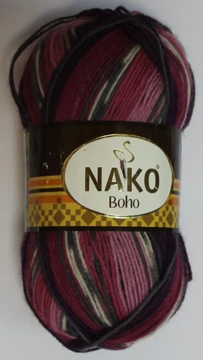 Лот: 11180963. Фото: 1. Пряжа Nako boho 100г-400м 75%-шерсть... Ткани, нитки, пряжа