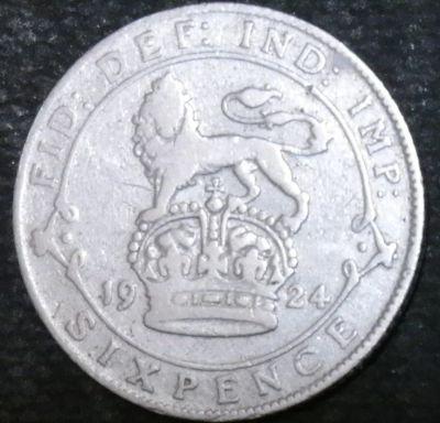Лот: 12620805. Фото: 1. Великобритания. 6 пенсов. 1924... Остальные страны