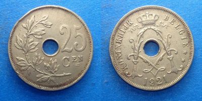 Лот: 16029915. Фото: 1. Бельгия 25 сантимов 1921. Европа
