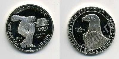 Лот: 316640. Фото: 1. сша 1 доллар 1983 олимпиада. Америка