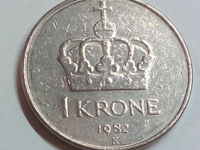 Лот: 15990587. Фото: 1. Монета Норвегии 1 крона. Европа