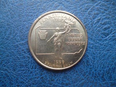 Лот: 11299335. Фото: 1. 25 центов 1999 года Штат Пенсильвания... Америка