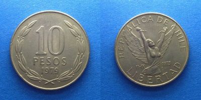 Лот: 15929178. Фото: 1. Чили 10 песо 1979. Америка