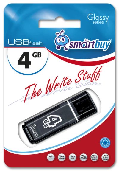 Лот: 4998718. Фото: 1. USB-флеш 4GB Smart Buy Glossy... USB-флеш карты