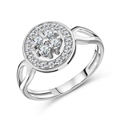 Лот: 23867972. Фото: 1. Серебряное кольцо с фианитами... Кольца, перстни