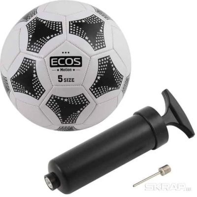 Лот: 21984319. Фото: 1. Мяч футбольный ECOS MOTION и насос... Другое (игрушки)