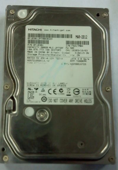 Лот: 8090937. Фото: 1. Жесткий диск SATA Hitachi HDS721050CLA362... Жёсткие диски (HDD)