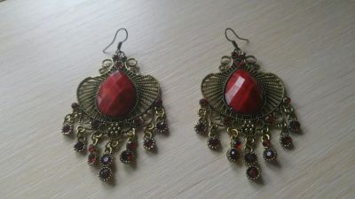 Лот: 9537997. Фото: 1. Серьги Стелла в бордовом цвете. Серьги, каффы