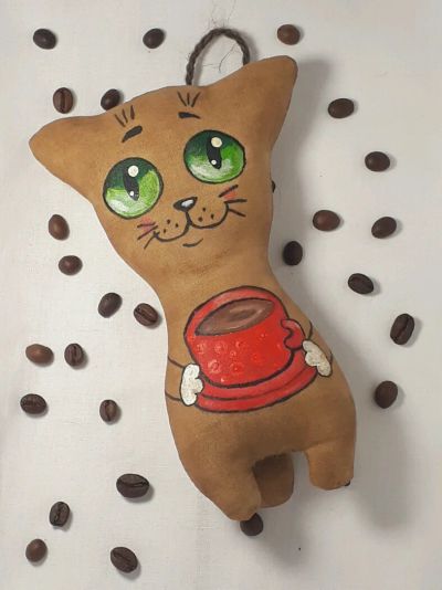 Лот: 11574616. Фото: 1. Кофейный котик, интерьерная игрушка. Аксессуары