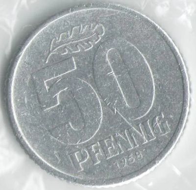 Лот: 14480975. Фото: 1. Германия ГДР 50 пфеннигов 1958... Германия и Австрия