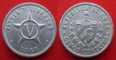 Лот: 24932781. Фото: 1. (№747-2/LA) 5 сентаво 1966 (Куба... Америка