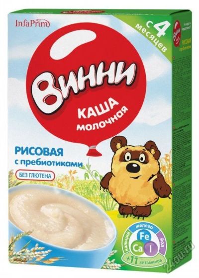 Лот: 5892036. Фото: 1. Каша "Винни" рисовая с пребиотиками. Детское питание