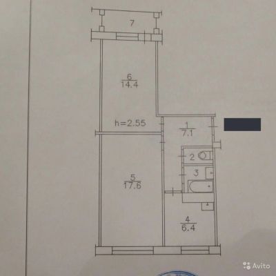 Лот: 5427590. Фото: 1. 2-к квартира, 50 м, 1/9 эт. Квартиры, студии