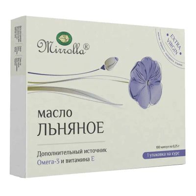 Лот: 23909611. Фото: 1. Mirrolla Масло льняное капсулы... Лекарства