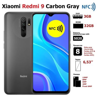 Лот: 16437024. Фото: 1. Новый Xiaomi Redmi 9 32GB Carbon... Смартфоны