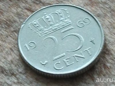 Лот: 10837499. Фото: 1. Монета 25 цент Нидерланды 1969... Европа
