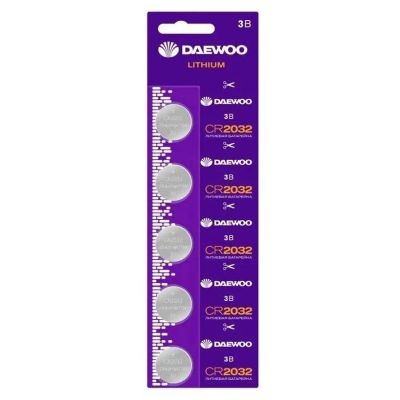 Лот: 22143257. Фото: 1. DAEWOO CR2032/5BL Lithium (5/100... Батарейки, аккумуляторы, элементы питания