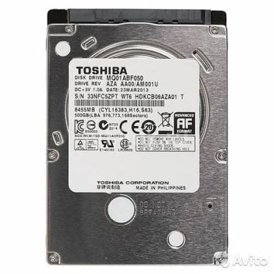 Лот: 15863396. Фото: 1. Жёсткий диск Toshiba 500gb 2.5... Жёсткие диски (HDD)