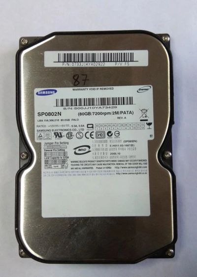 Лот: 11344839. Фото: 1. Жесткий диск Samsung SP0802N 80... Жёсткие диски (HDD)