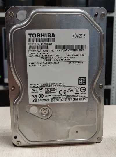 Лот: 19603481. Фото: 1. HDD 500 Гб/Toshiba/3,5''/7200об... Жёсткие диски