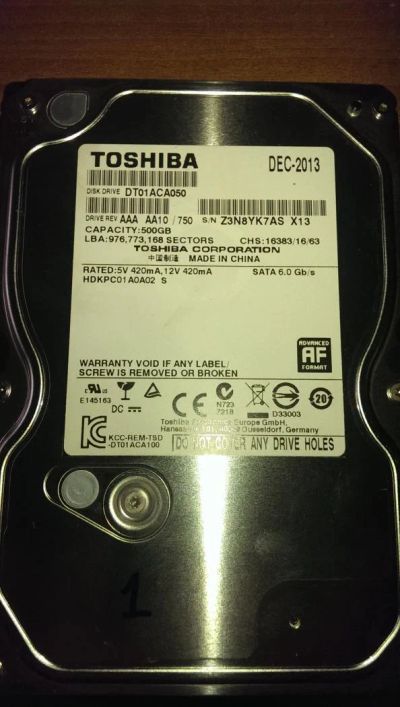 Лот: 7118525. Фото: 1. Toshiba DT01ACA050 (1 диск) (перевыставление... Жёсткие диски (HDD)