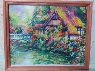 Лот: 10952922. Фото: 1. Вышивка. Дом у пруда. Вышивание