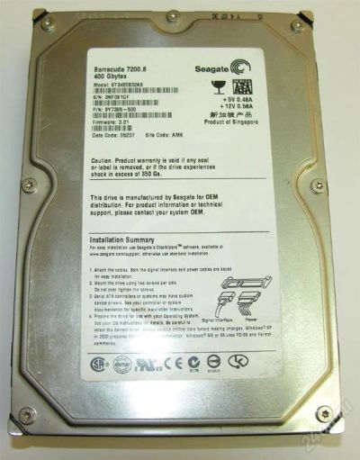 Лот: 66388. Фото: 1. Просто HDD на 400 Gb. Жёсткие диски (HDD)