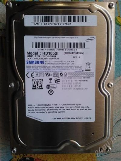 Лот: 2537346. Фото: 1. Жесткий диск Samsung HD105SI 1Tb. Жёсткие диски (HDD)