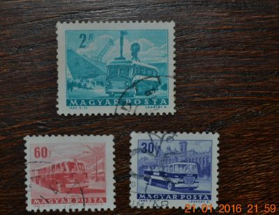 Лот: 6791083. Фото: 1. 3 Марки Венгрии. Автобусы. Марки