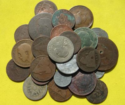 Лот: 10162437. Фото: 1. 25шт. старых монет с 18..года... Остальные страны
