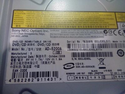 Лот: 12098061. Фото: 1. Привод DVD + - RW Sony Optiarc. Приводы CD, DVD, BR, FDD